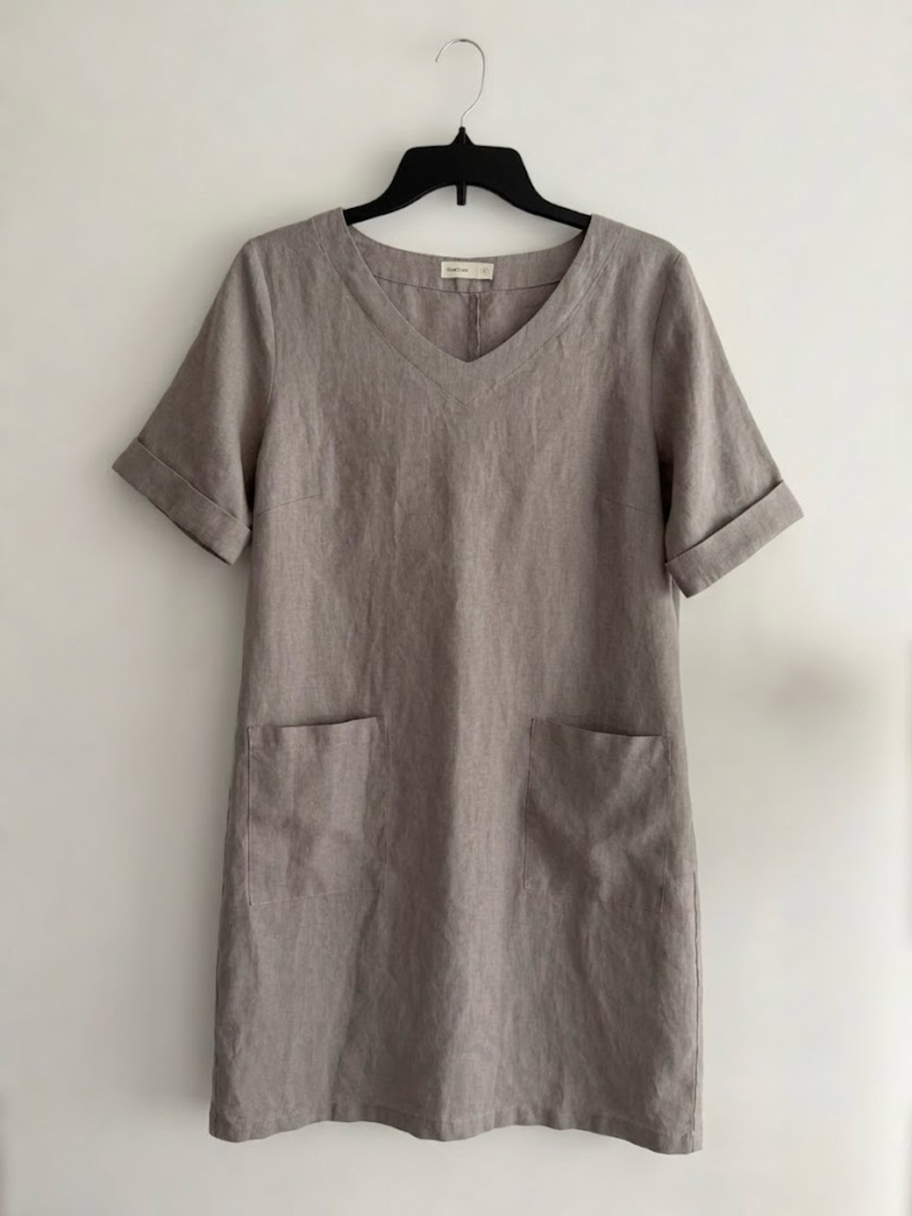 Grae Cove Purple Grey Linen Shirt Dress Size M Lagenlook Breathable Coastal Boho